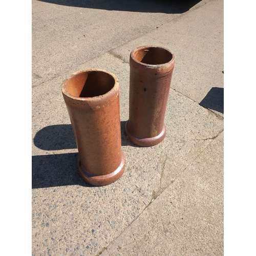 364 - Lot of 2 Clay Pipe Sections