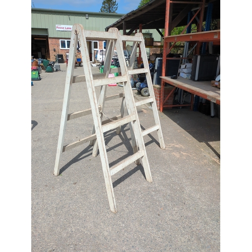 366 - Pair of Vintage Pine Trestle Stands