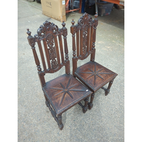 418 - Pair of Carved Oak Chairs
