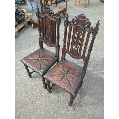 418 - Pair of Carved Oak Chairs