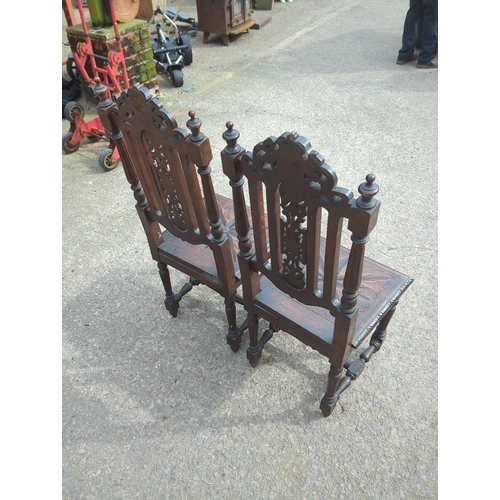 418 - Pair of Carved Oak Chairs