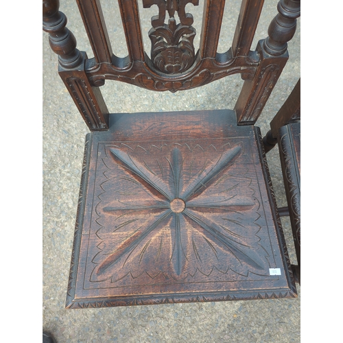 418 - Pair of Carved Oak Chairs
