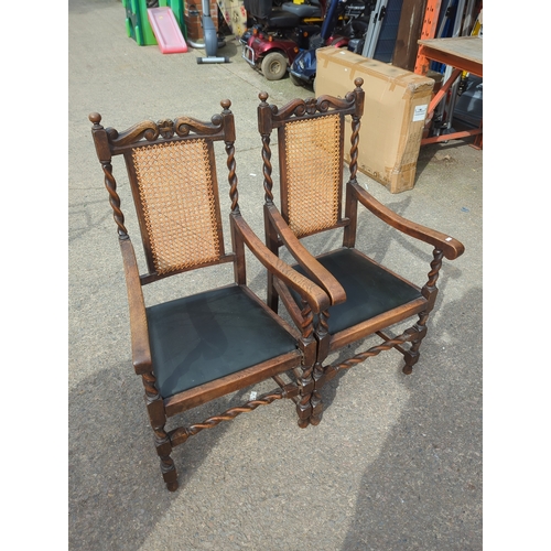 422 - Lot of 2 Carved Oak Chairs