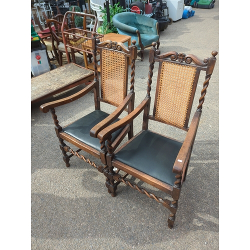 422 - Lot of 2 Carved Oak Chairs