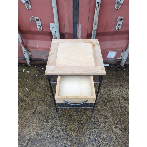 444 - Metal Frame Table with Drawer