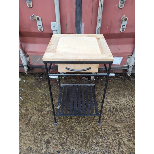 444 - Metal Frame Table with Drawer