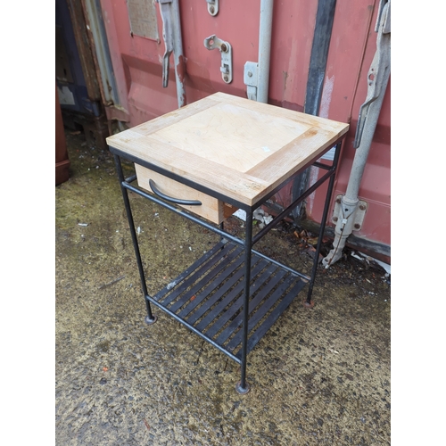 444 - Metal Frame Table with Drawer