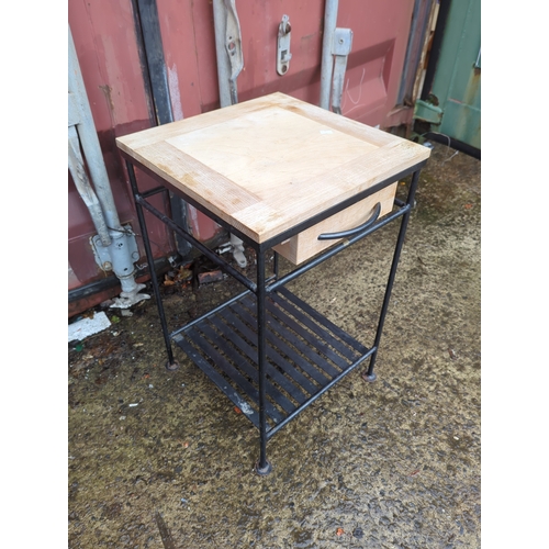 444 - Metal Frame Table with Drawer