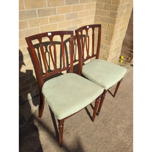 496 - Lot of 2 Mahogany Chairs with Green Upholstery