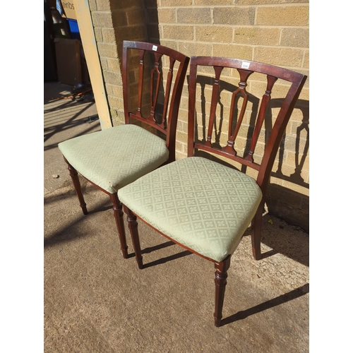 496 - Lot of 2 Mahogany Chairs with Green Upholstery
