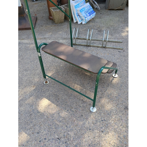 219 - Green Metal Framed Portable Three step platform