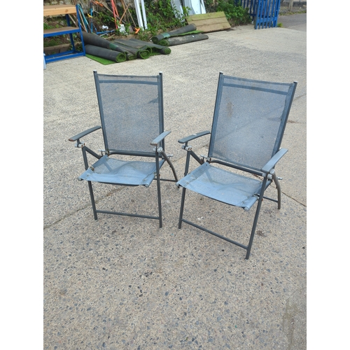 160 - Pair of metal and mesh outdoor folding chairs