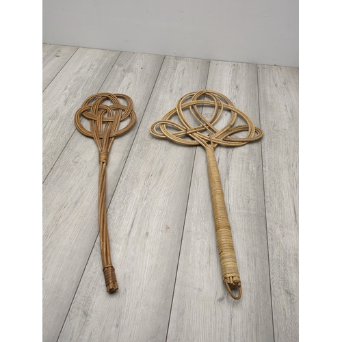 219 - Lot of 2 Rattan Rug Beaters
