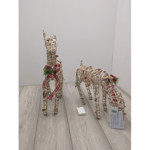 203 - Lot of 2 Decorative Rattan Reindeer