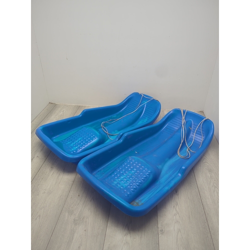 149 - Bundle of Blue Plastic Sledges