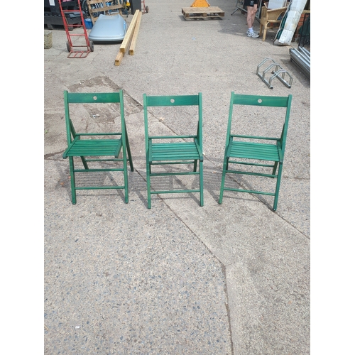 34 - Lot of 3 Green Folding Chairs