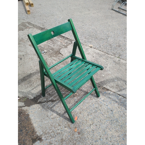 34 - Lot of 3 Green Folding Chairs