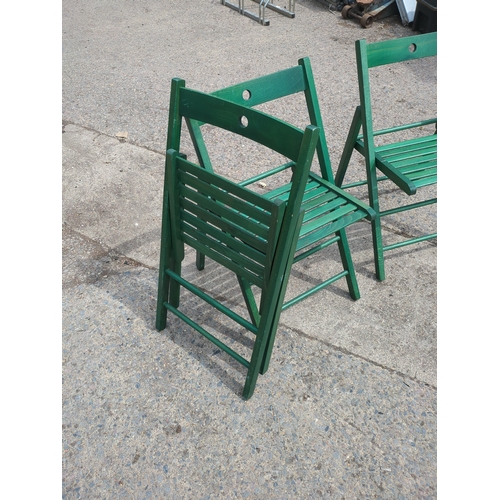 34 - Lot of 3 Green Folding Chairs