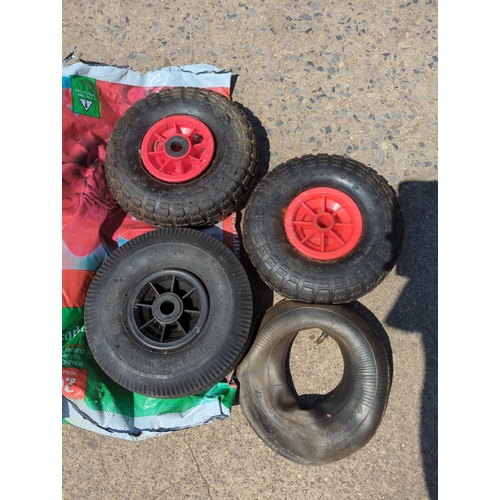 44 - Lot of 3 Wheelbarrow Tyres with Inner Tube
