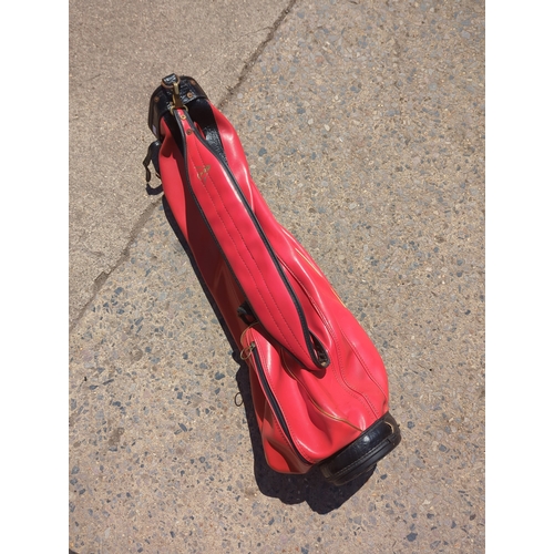 47 - Lot of Golf Clubs with Red Golf Bag
