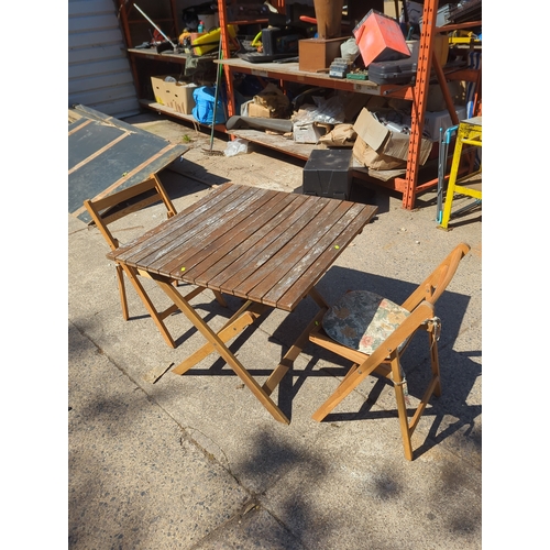 15 - Teak Folding Table with Chairs Set