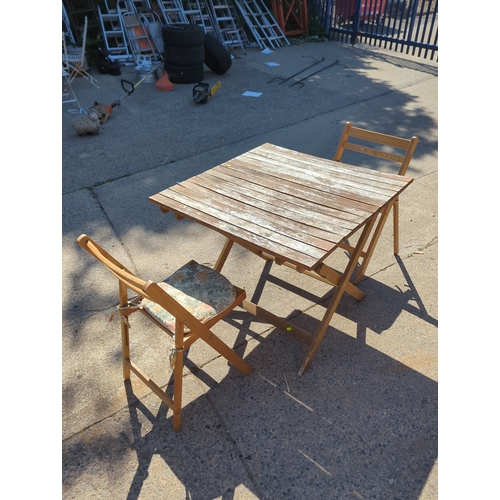 15 - Teak Folding Table with Chairs Set