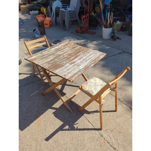 15 - Teak Folding Table with Chairs Set