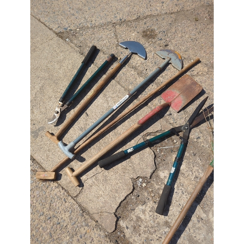 23 - Lot of Garden Tools including Rakes and Spades