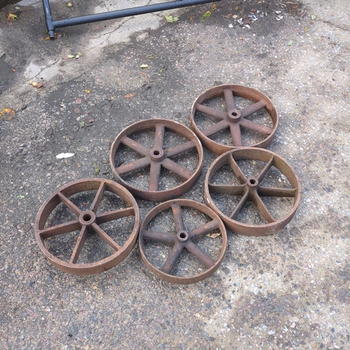 Lot of 5 Cast Iron Wheels
