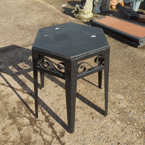 Black Metal Hexagonal Side Table