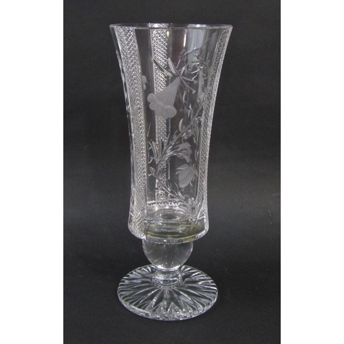 124 - A good quality cut and etched glass asparagus vase,with hobnail cut and floral panels upon a star cu... 