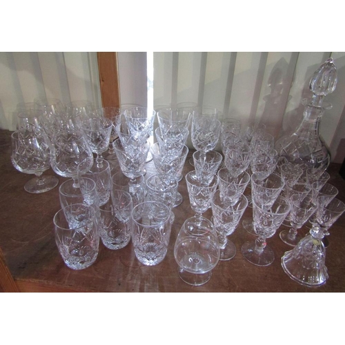 135 - A collection of star cut drinking glasses to include wines,sherry tumblers,etc,together with a furth... 