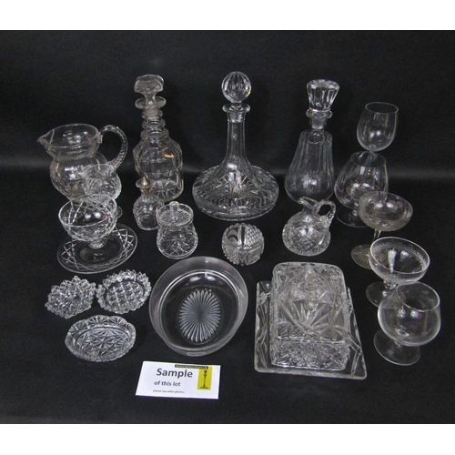 138 - A collection of various glass wares to include champagnes,Sundae bowls,decanters,etc; together with ... 