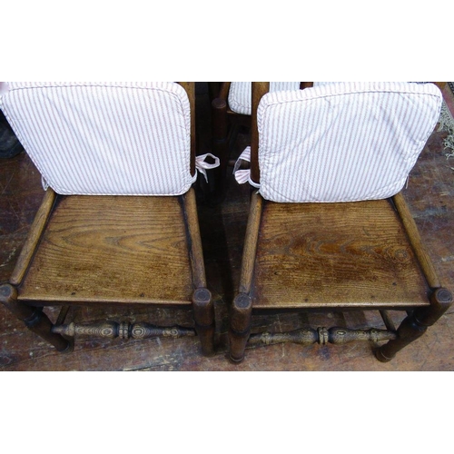 1511 - A matched set of six Georgian ashwood cottage dining chairs with turned and spindle mouldings,solid ... 