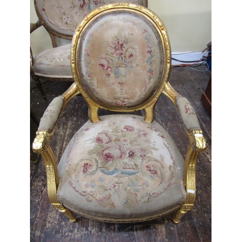 1559 - A 19th century three piece salon suite comprising a two seat sofa with oval cameo shaped back and wi... 