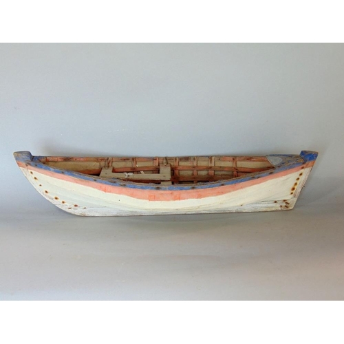 588 - Good quality 22| open deck boat,with painted canvas detail,55cm long