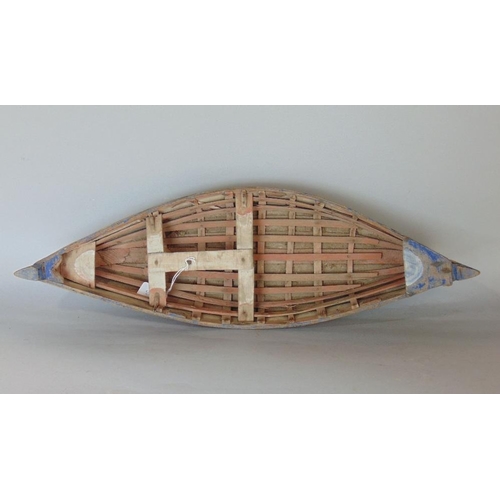 588 - Good quality 22| open deck boat,with painted canvas detail,55cm long