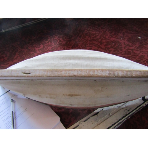 588 - Good quality 22| open deck boat,with painted canvas detail,55cm long