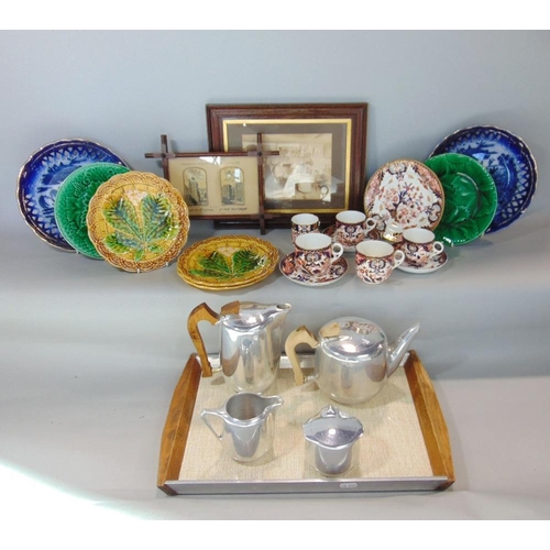 630 - A Picquot ware five piece tea and coffee service including tray,small collection of Crown Derby cups... 