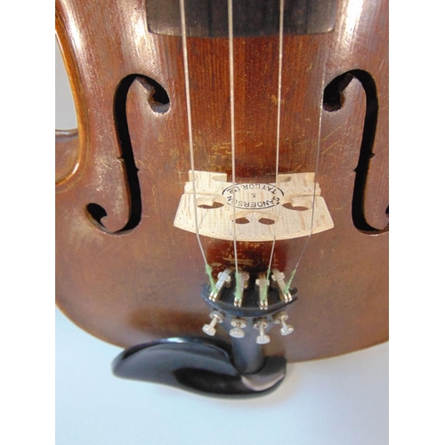 636 - Good quality 19th century three quarter length violin,with case,together with German violin inscribe... 