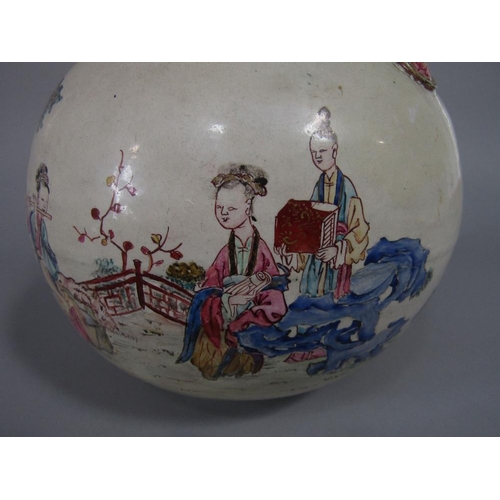 64 - An unusual early 19th century oriental enamelled teapot of globular form with polychrome decoration ... 