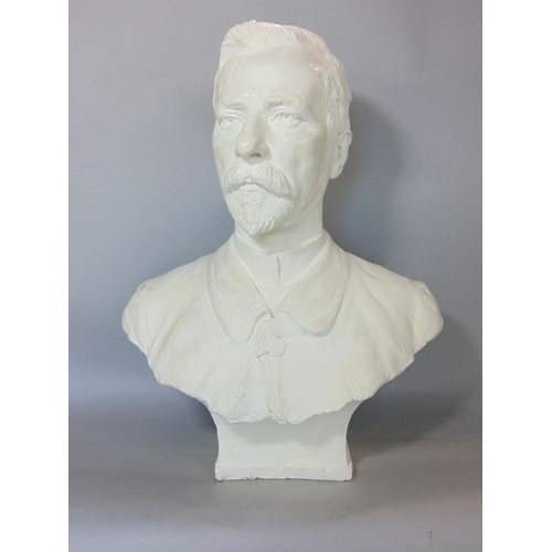 644 - A painted plaster bust of an Edwardian male character