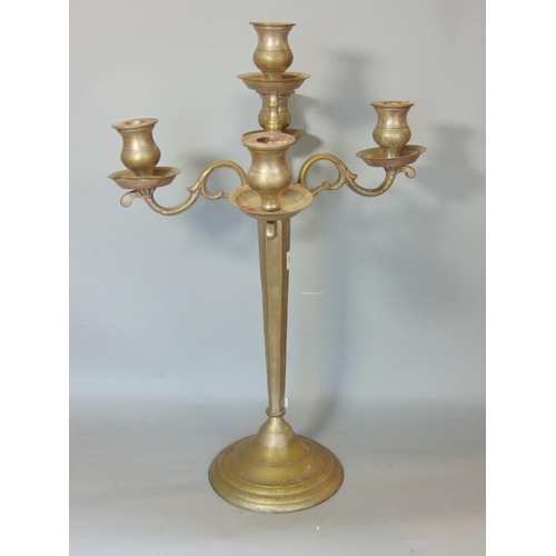 646 - A plated four branch candelabra on hexagonal tapering stem,with circular base