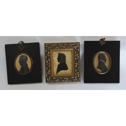 661 - Two 19th century silhouette portrait miniatures,both gentlemen in profile,one inscribed verso Allan ... 