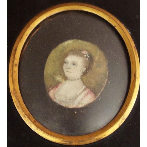 666 - Mrs Isabella Beetham (British 1753-1825) - Silhouette profile portrait miniature,reverse painted on ... 