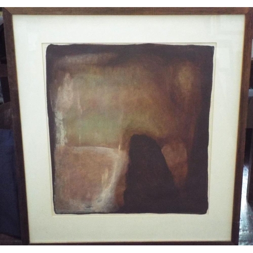 675 - 20th century modernist school - Abstract coastal study in tones of brown and white,oil on paper,indi... 