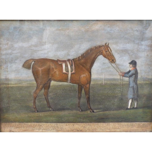 688 - Late 18th century British school - The racehorse ~Buzzard~ in landscape setting,accompanied by his g... 