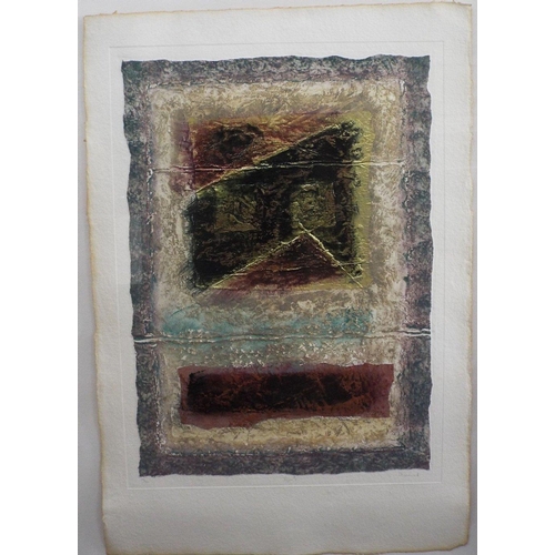 692 - D Daleworth (?) (20th century abstract school) - Insignia I and II,etching with mixed media on handm... 