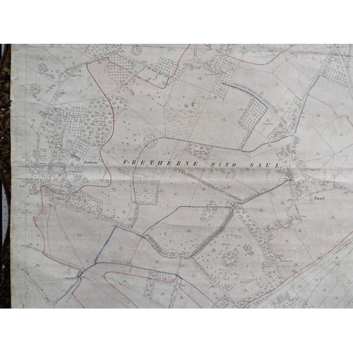 705 - An early 20th century map of the River Severn at Arlingham and across to Newnham,mounted onto canvas... 