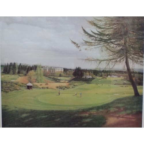 706 - Graeme W Baxter (20th century British) - Signed coloured limited edition print of a golfing scene at... 